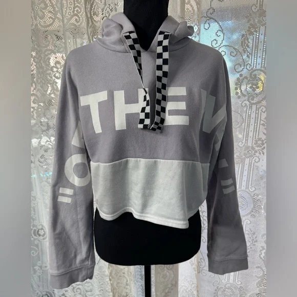 Vans Off The Wall Sz XS Purple White Cropped Hoodie Hooded Sweatshirt *See photo - Picture 7 of 8
